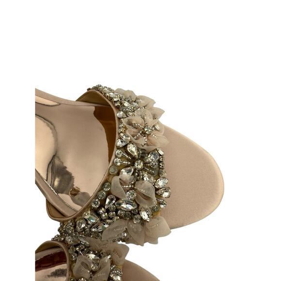 JEWEL BADGLEY MISCHKA satin and crystal block heels with zip back Size 9.5 NEW - Picture 5 of 15